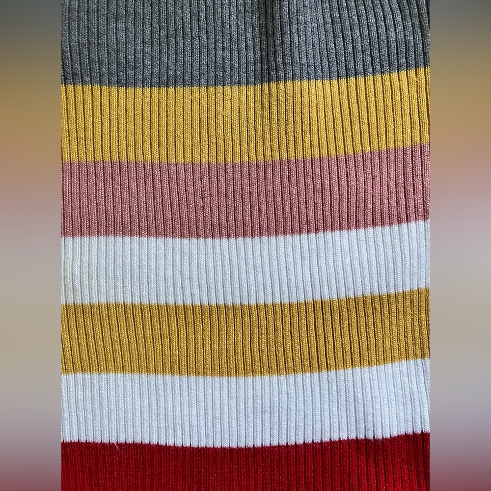 Women’s Sweater Knit V Neck spaghetti Strap Tank Top in Multicolored Stripe Sz S - Picture 5 of 6
